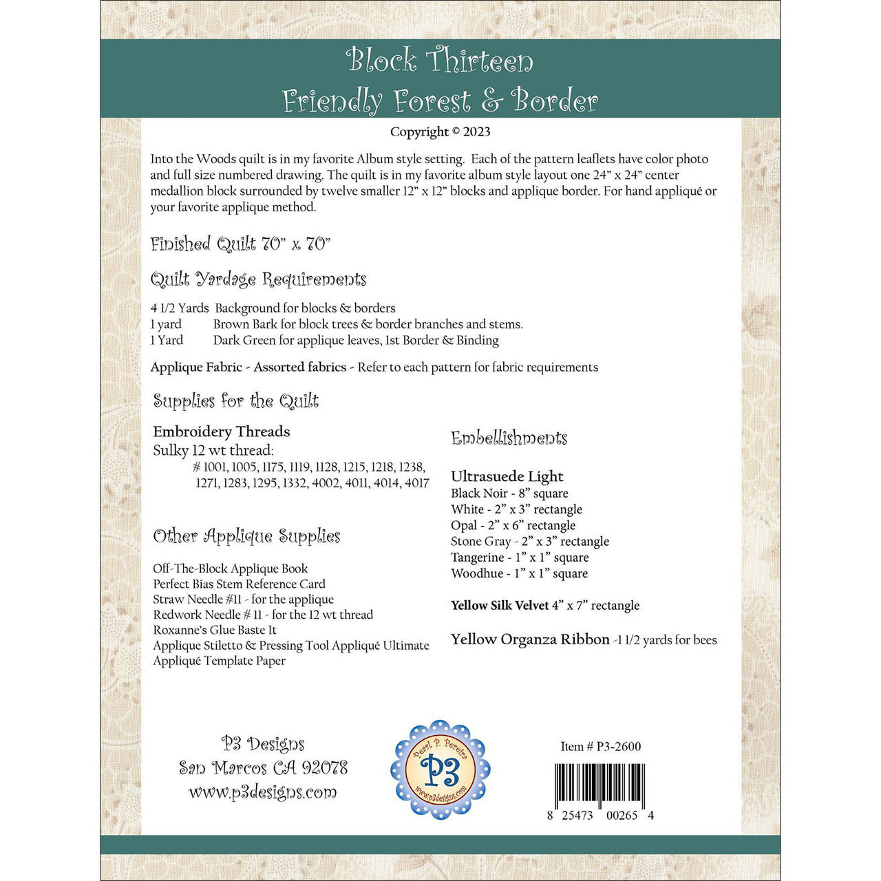 Into the Woods Pattern Set By P3 Designs