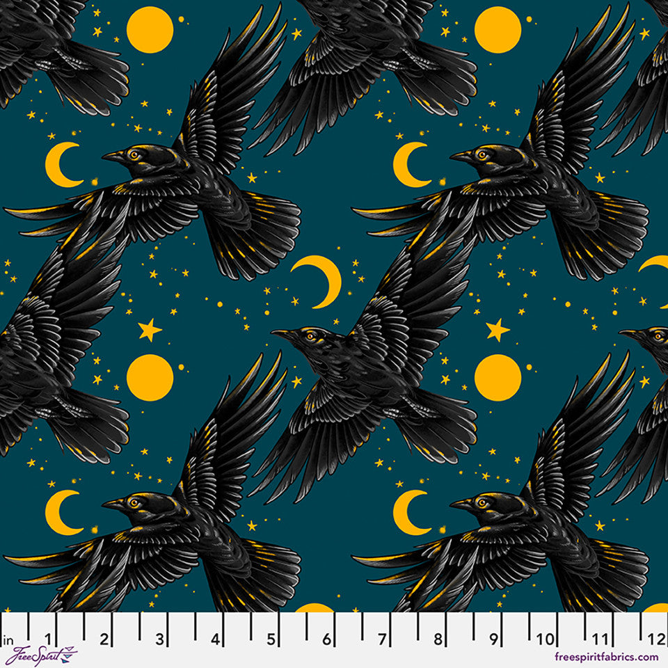 FreeSpirit - Rachel Hauer - On the Wing - Halloween Crows and Moons - PWRH146.TEAL