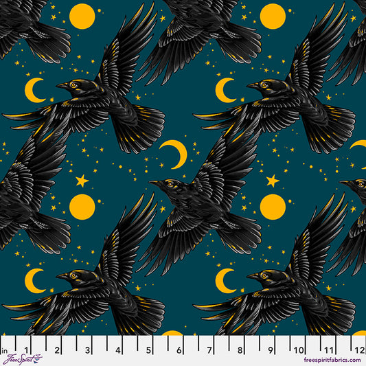 FreeSpirit - Rachel Hauer - On the Wing - Halloween Crows and Moons - PWRH146.TEAL