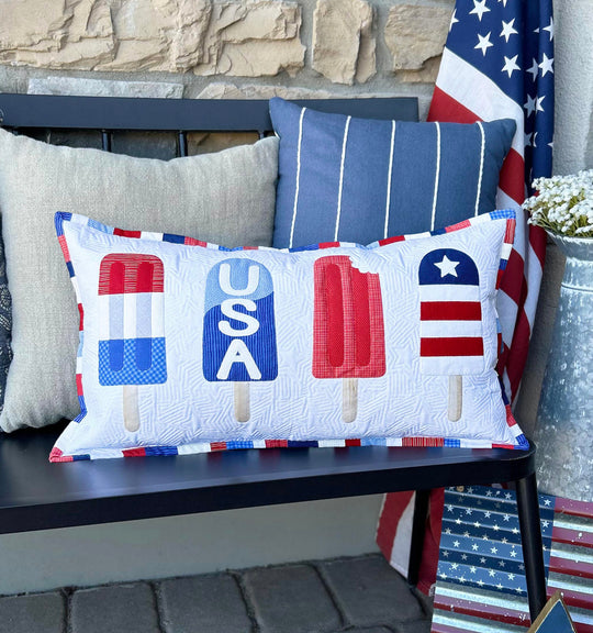Red White and Blue Popsicles Quilted Pillow Pattern By Ahhh... Quilting
