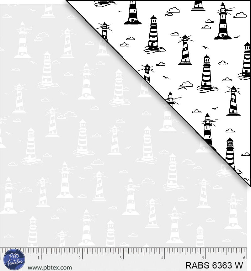 Preorder - P & B Textiles - Ramblings by the Sea - White on White - Lighthouses - RABS 6363 W - Ships July 2026