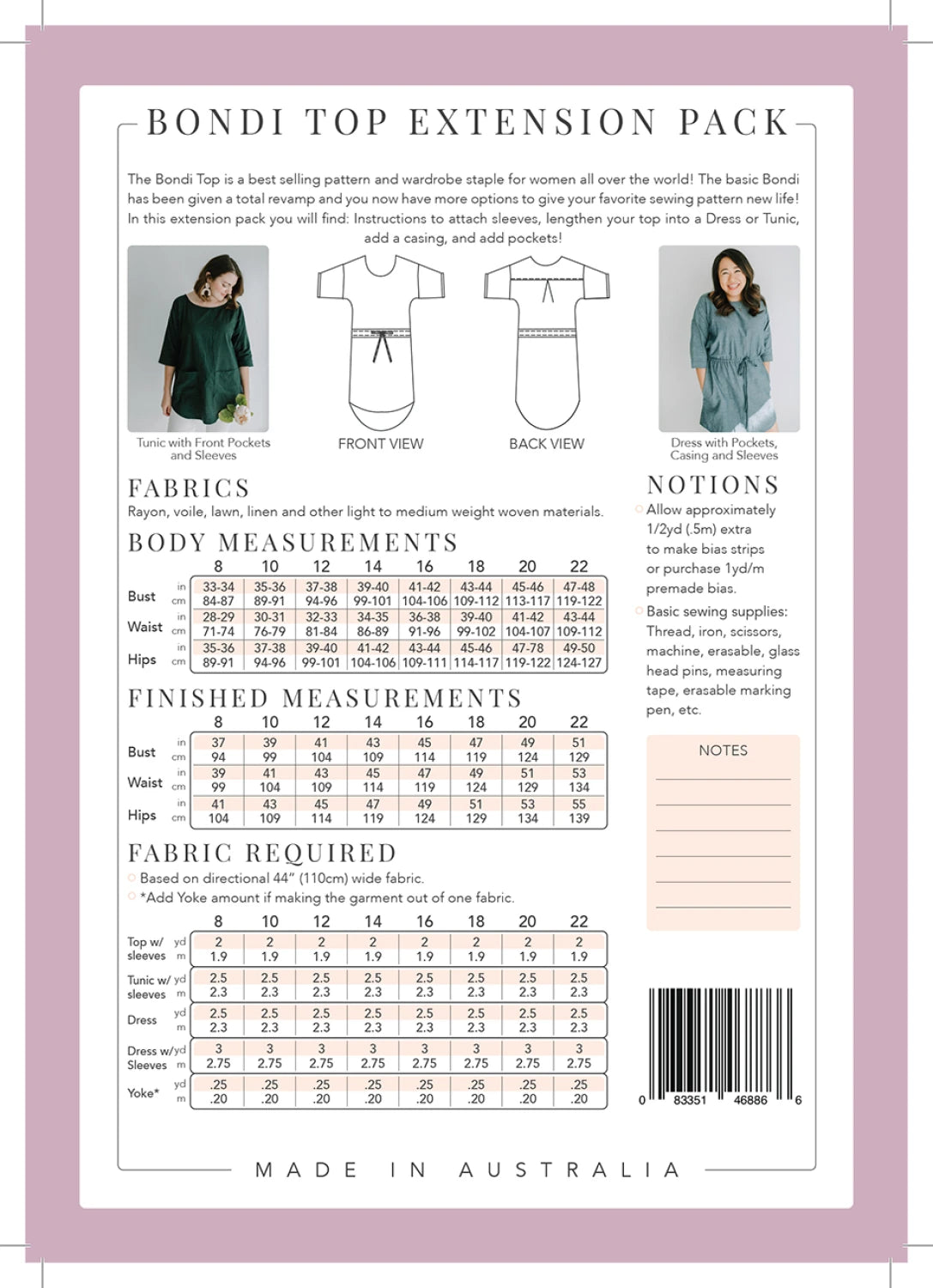 Bondi Top Expansion Pack Pattern By Sew to Grow