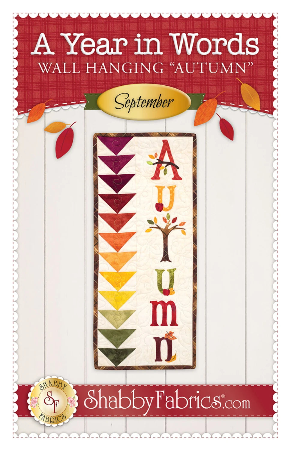 A Year in Words Wall Hanging Autumn September Pattern By Shabby Fabrics