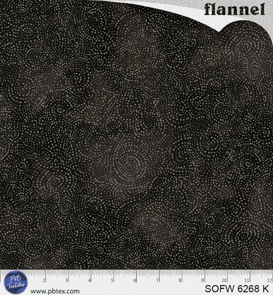 P & B Textiles - Solstice Flannel 108" Wide Quilt Backing Fabric - Black Serene Swirls - SOFW 6268 K