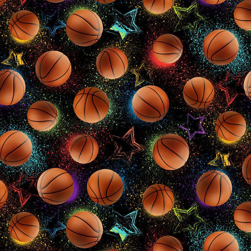 Timeless Treasures - Team Sports - Basketballs and Stars - SPORT - CD4547