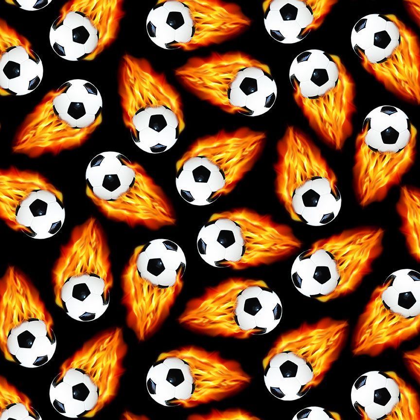 Timeless Treasures - Team Sports - Soccer Ball on Fire - SPORT - CD4548