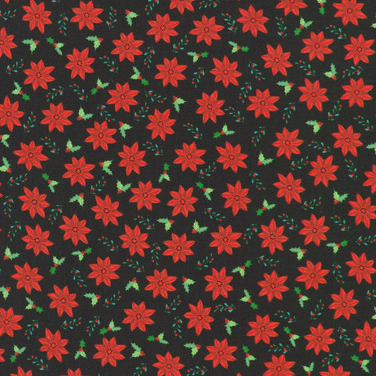 Robert Kaufman - Tiny Tidings - Christmas Poinsettias - SRKD-23907-2 BLACK