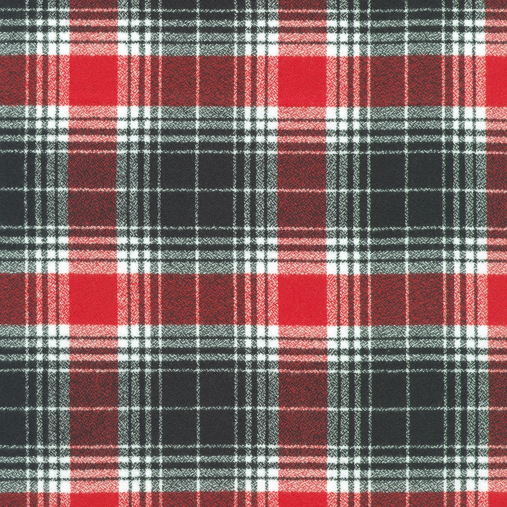 Robert Kaufman - Mammoth Flannel - Game Day - Red / White / Black Plaid - SRKF-24168-182 LICORICE