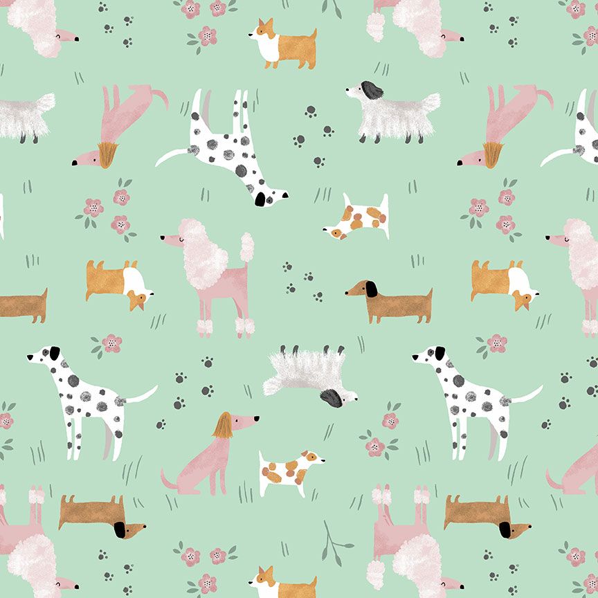 Dear Stella - Mutts About You - Dog Park Dogs Flowers Paw Prints - STELLA - D3291  BALTIC