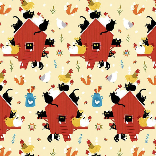 Dear Stella - Leezaworks - Bok Bok Meow - Black Cats in the Chicken Coop Farm - STELLA-DLW3698  LEMON