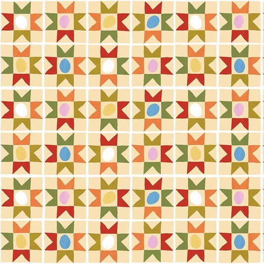 Dear Stella - Leezaworks - Bok Bok Meow - Fur-lying Flying Geese Cheater Print - STELLA-DLW3699  LEMON