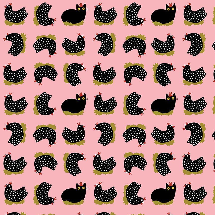 Dear Stella - Leezaworks - Bok Bok Meow - Nest Imposter Black Cat in Chicken Nest - STELLA - DLW3701  CONCH