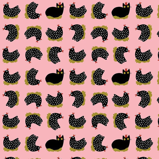Dear Stella - Leezaworks - Bok Bok Meow - Nest Imposter Black Cat in Chicken Nest - STELLA - DLW3701  CONCH