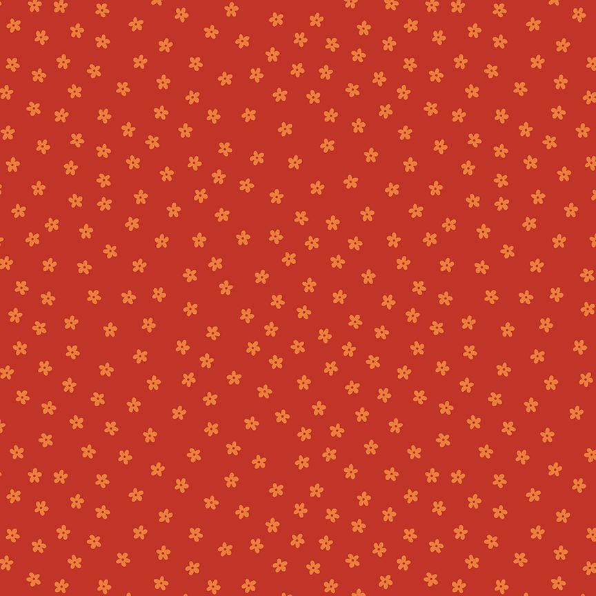 Dear Stella - Leezaworks - Bok Bok Meow - Petal Pawty Orange Flowers on Rust - STELLA - DLW3704  RUST