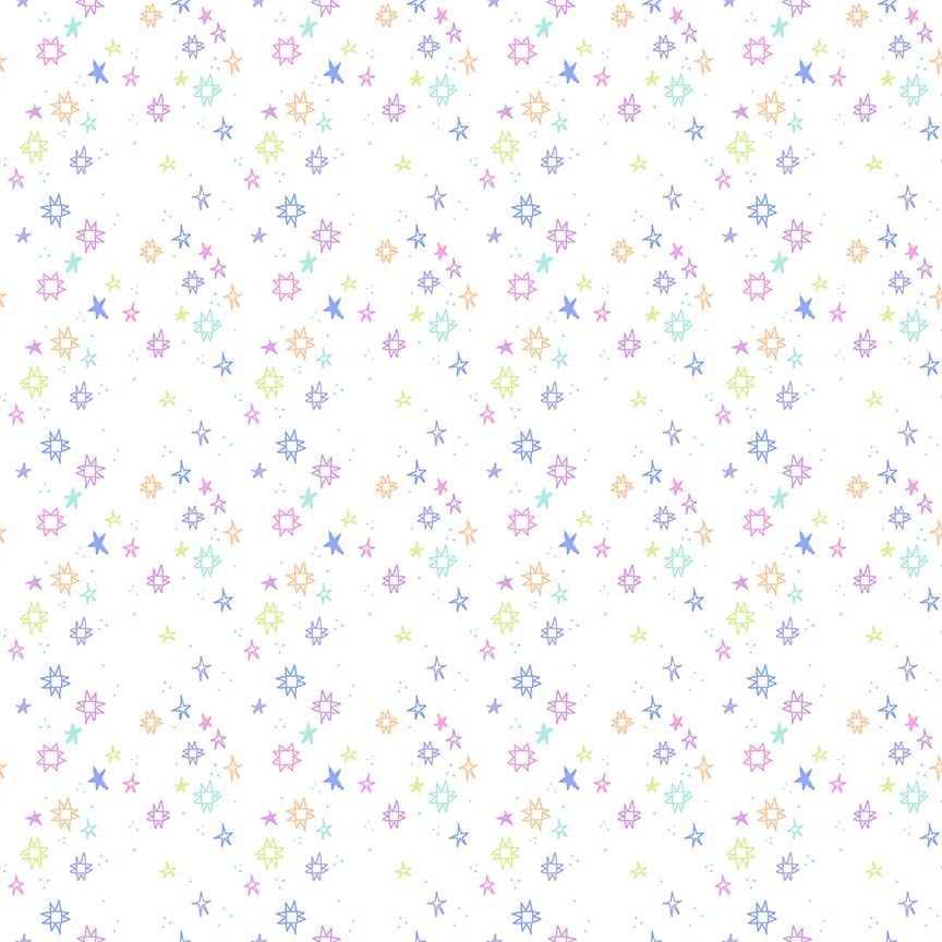Dear Stella - Pammie Jane - Quiltstellation - Light Rainbow on White Quilt Stars Blender - STELLA - DPJ3675  STARLIGHT
