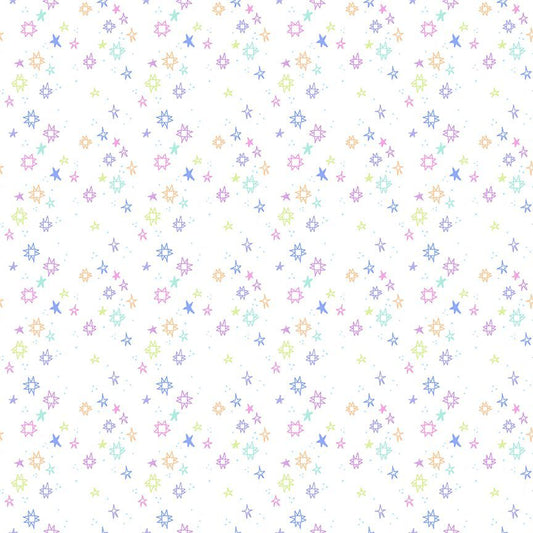 Dear Stella - Pammie Jane - Quiltstellation - Light Rainbow on White Quilt Stars Blender - STELLA - DPJ3675  STARLIGHT