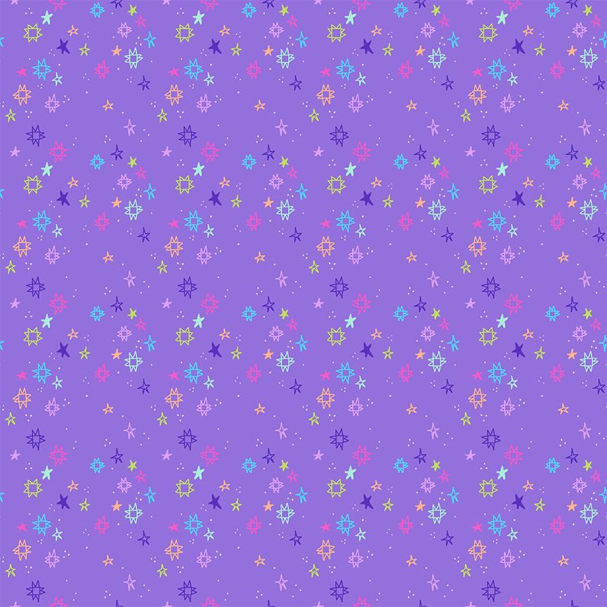 Dear Stella - Pammie Jane - Quiltstellation - Rainbow on Purple Quilt Stars Blender - STELLA - DPJ3675  ZODIAC