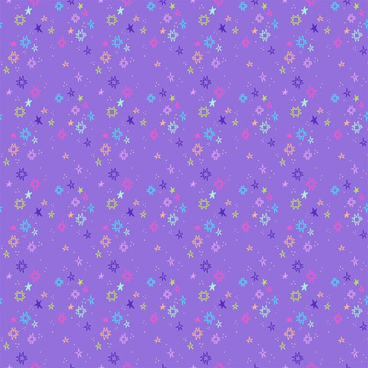 Dear Stella - Pammie Jane - Quiltstellation - Rainbow on Purple Quilt Stars Blender - STELLA - DPJ3675  ZODIAC