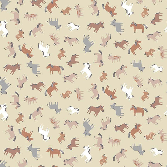 Dear Stella - Hogs and Kisses Flannel - Raised In A Barn Horses - STELLA - F3606  ALOE