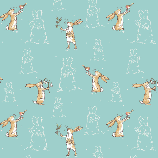 Preorder - Clothworks - Guess How Much I Love You - Winter Bunnies Flannel - Y4823-104 Teal - Ships May 2026