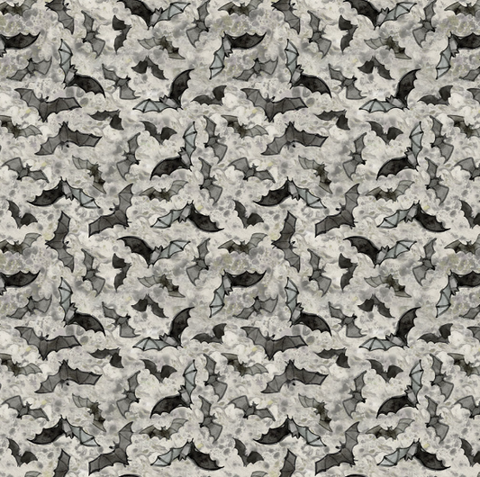 Preorder - Clothworks - Emerald Hollow - Halloween Bats - Y4835-116 Mist Gray - Ships May 2026