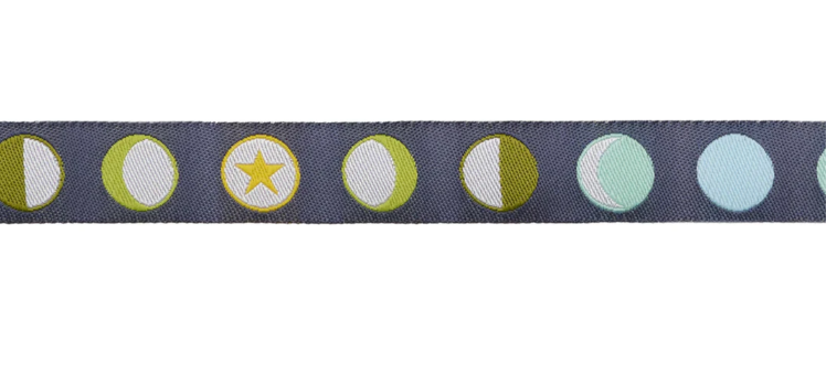 Tula Pink - Full Moon Forest II Ribbon - Phases Starlight - 5/8" - By The Yard