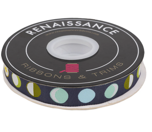 Tula Pink - Full Moon Forest II Ribbon - Phases Starlight - 5/8" - By The Yard