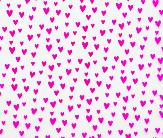 Sew Hungry Hippie - Clear Hot Pink Jazzy Hearts TPU Vinyl - 18" x 54" Precut
