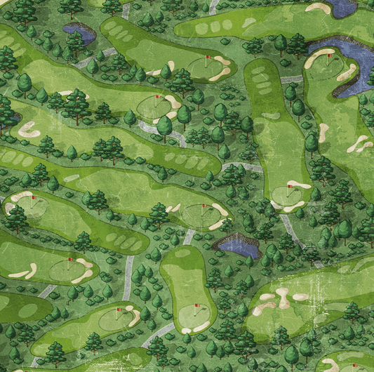 Clothworks - Tee Time - Digital Golf Course Golfing - Y4779-55 Multi Color