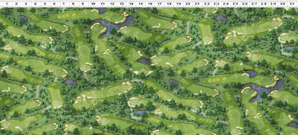 Clothworks - Tee Time - Digital Golf Course Golfing - Y4779-55 Multi Color