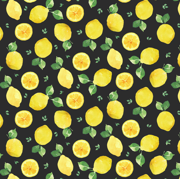 Clothworks - Lemon Zest - Tossed Lemon Fruits - Y4735-3 Black