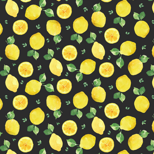 Clothworks - Lemon Zest - Tossed Lemon Fruits - Y4735-3 Black