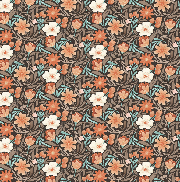 Clothworks - Gia Graham - Perfect Blend - Flowers Florals - Y4718-16 Dark Brown