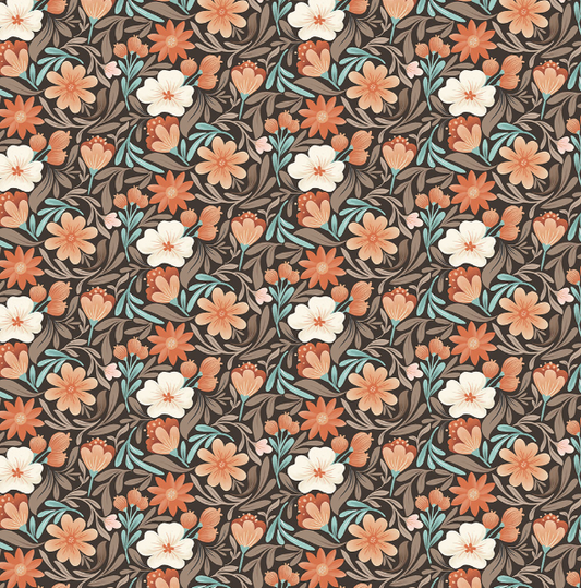 Clothworks - Gia Graham - Perfect Blend - Flowers Florals - Y4718-16 Dark Brown