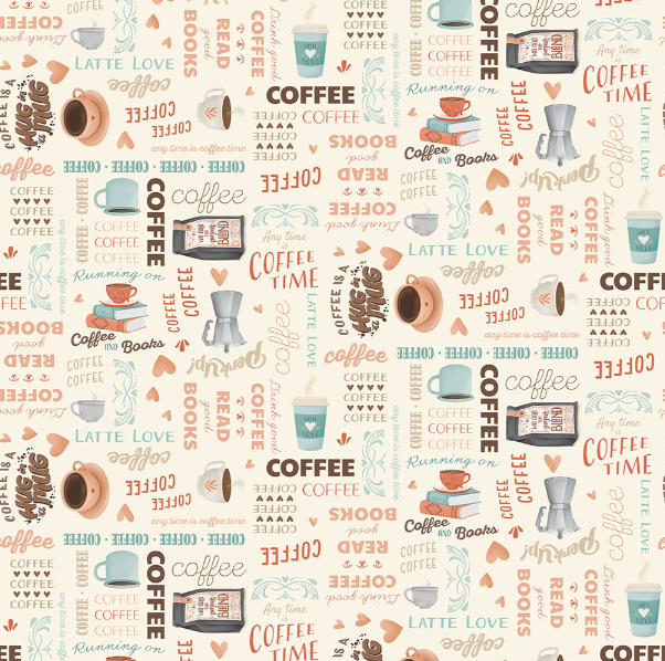 Clothworks - Gia Graham - Perfect Blend - Coffee Words - Y4719-57 Cream