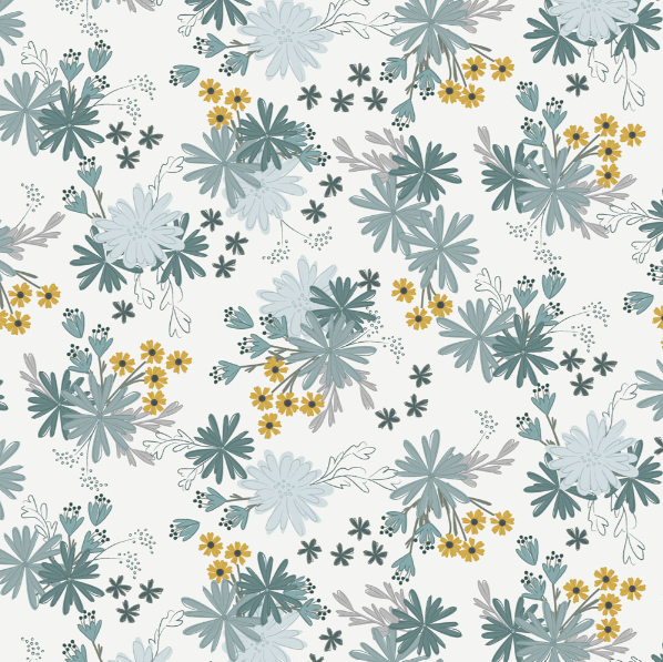 Preorder - Clothworks - Meags and Me - Rainy Day - Flowers Florals - Y5002-137 Pale Gray - Ships October 2026