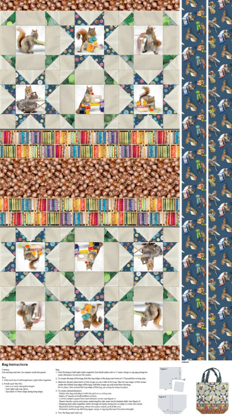 Clothworks - Nancy Rose - The Secret Life of Squirrels IV - Canvas Bag Panel - Y4903-55 Multi Color