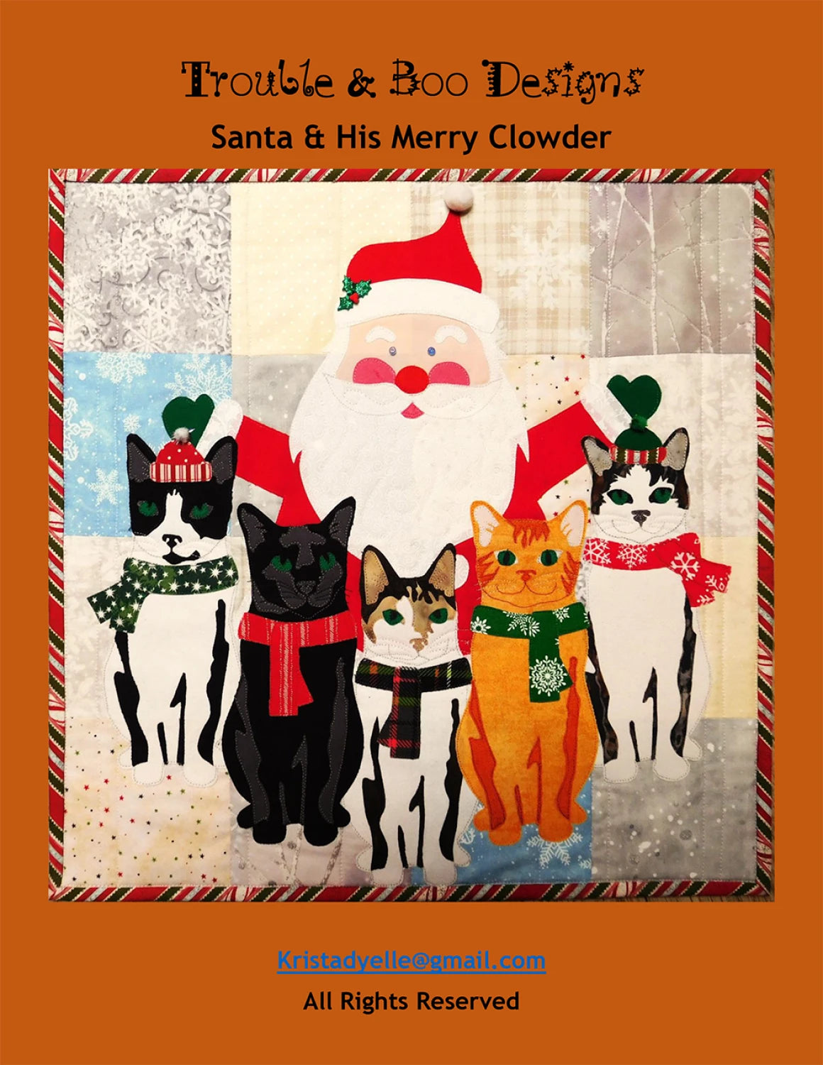 Santa and His Merry Clowder Quilt Pattern By Trouble and Boo Designs
