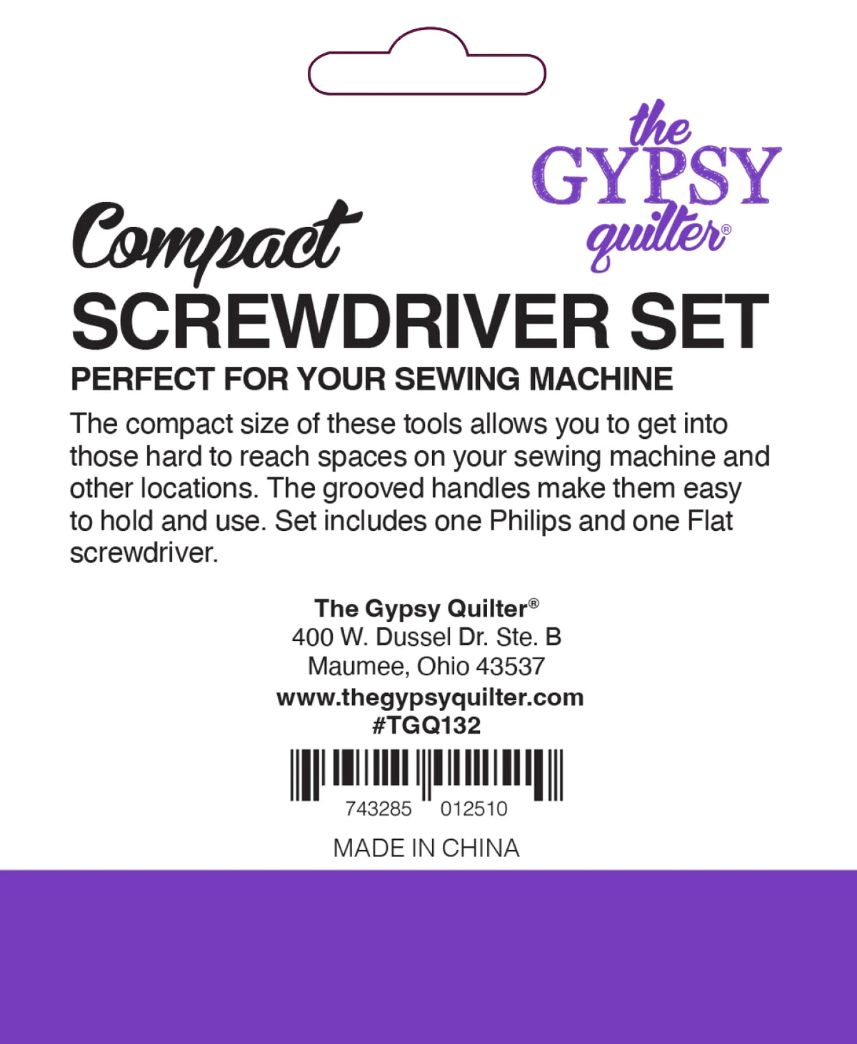 The Gypsy Quilter Sewing Machine Screwdriver Set # TGQ132