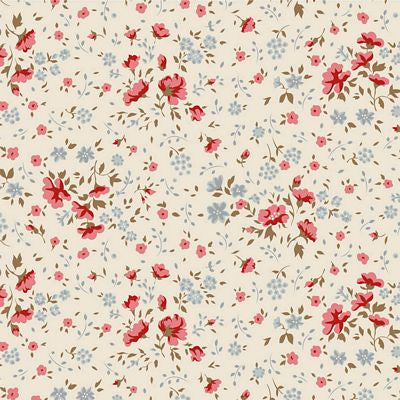 Tilda - Ellie Wide Back Quilt Backing Fabric - Red / Slate  Flowers - TIL150014