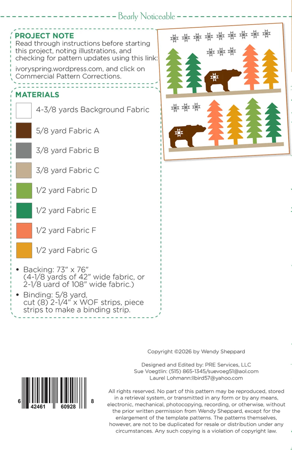 Bearly Noticeable Quilt Pattern By Wendy Sheppard