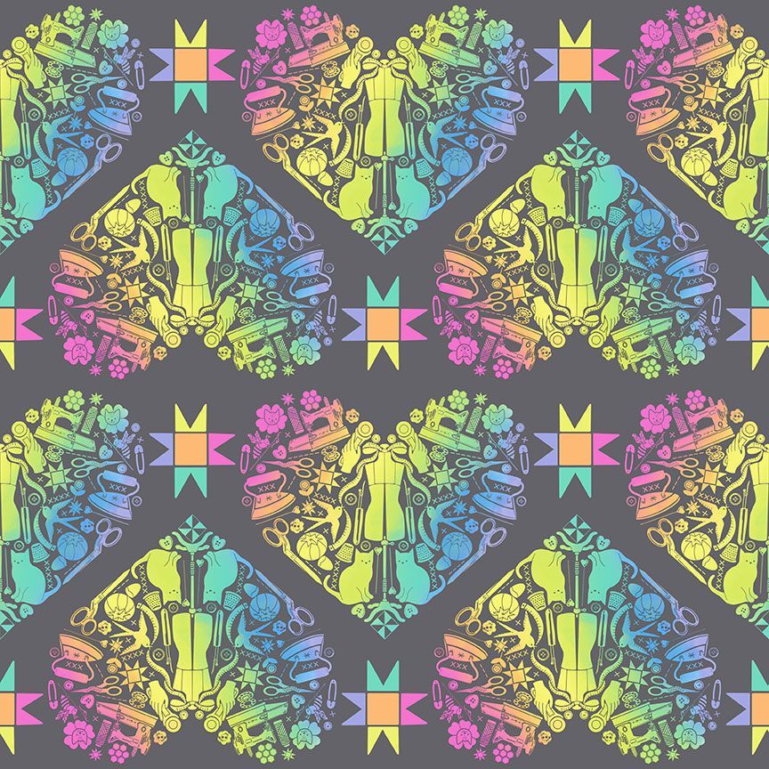 Dear Stella - Pammie Jane - Favorite Things - Rainbow Sewing Notions Dress Form 108" Wide Quilt Backing Wideback Fabric - XSTELLA - DPJ3751