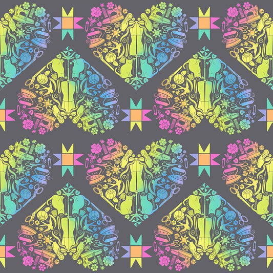 Dear Stella - Pammie Jane - Favorite Things - Rainbow Sewing Notions Dress Form 108" Wide Quilt Backing Wideback Fabric - XSTELLA - DPJ3751
