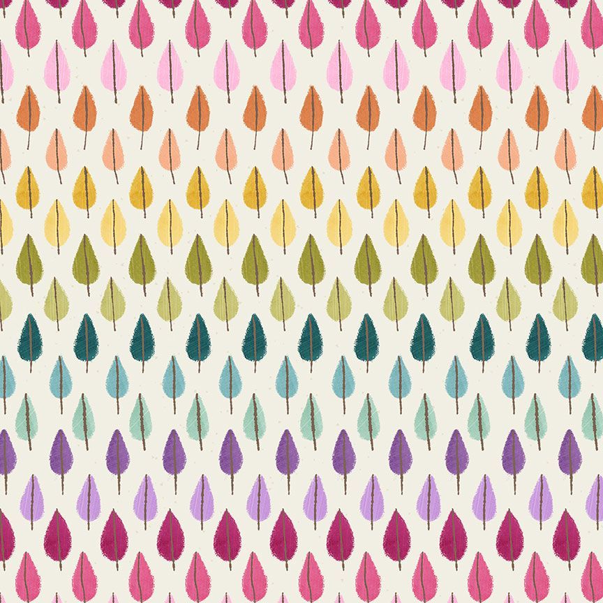 Dear Stella - Pammie Jane - Leaf It To Me - Rainbow Leaves 108" Wide Quilt Backing Wideback Fabric - XSTELLA - DPJ3752
