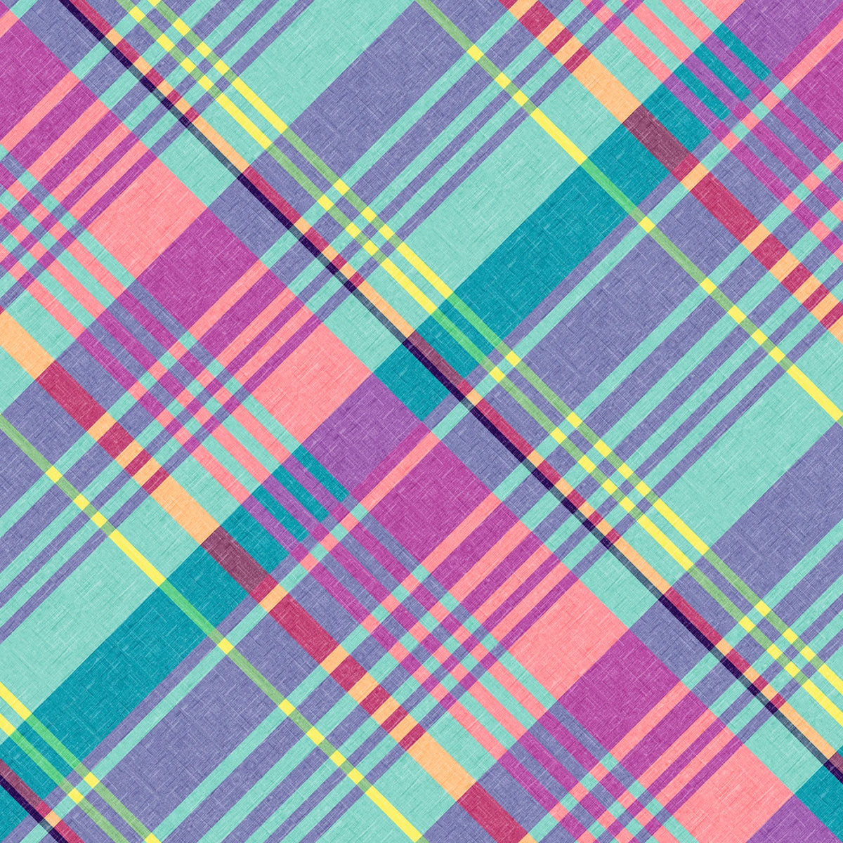 Clothworks - 108" Wide Quilt Backing Fabric - Plaid Norwich Turquoise - Y4969-101