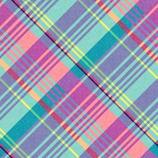 Clothworks - 108" Wide Quilt Backing Fabric - Plaid Norwich Turquoise - Y4969-101