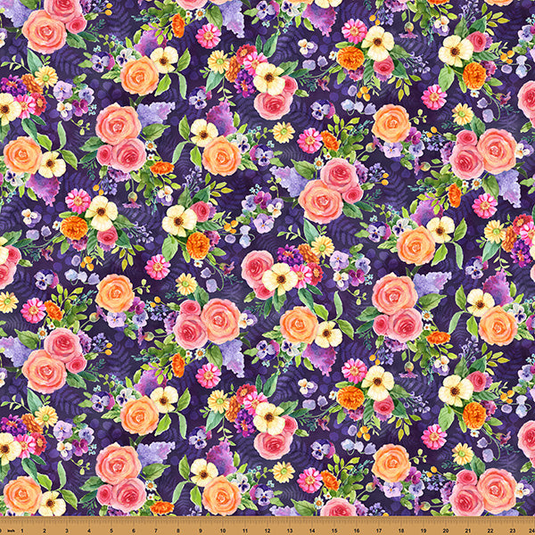 Preorder - Hoffman California - Secret Garden Tea Co. - Assorted Flowers Florals on Purple - Y5846-701 Deep Amethyst - Ships October 2026