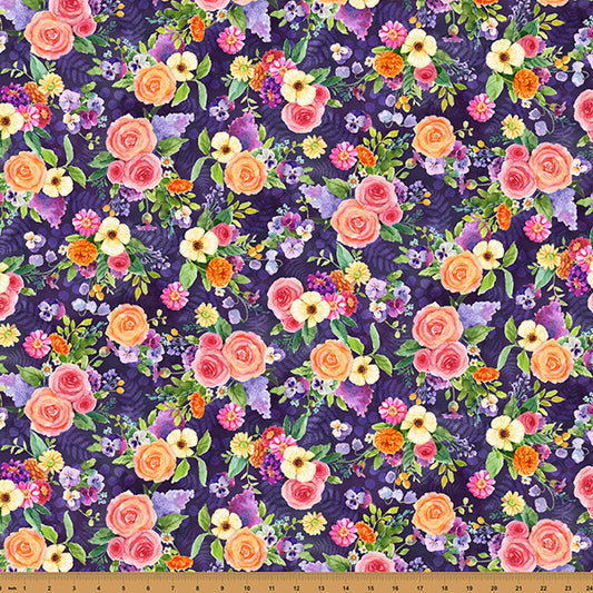 Preorder - Hoffman California - Secret Garden Tea Co. - Assorted Flowers Florals on Purple - Y5846-701 Deep Amethyst - Ships October 2026