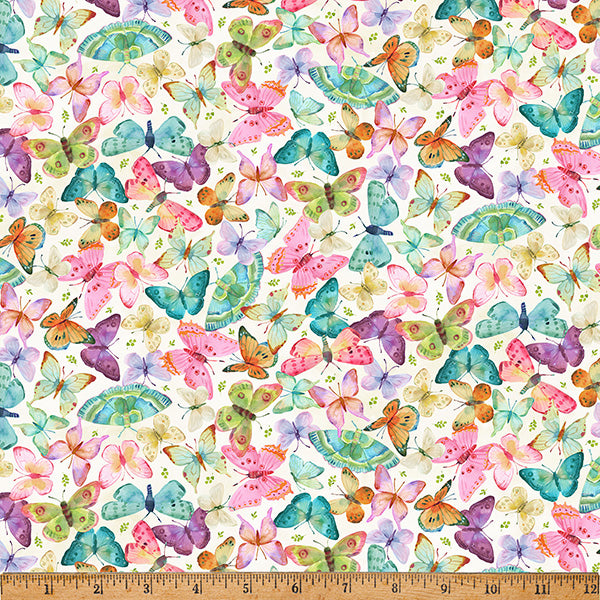 Preorder - Hoffman California - Secret Garden Tea Co. - Rainbow Butterflies and Moths on White - Y5849-20 Natural - Ships October 2026