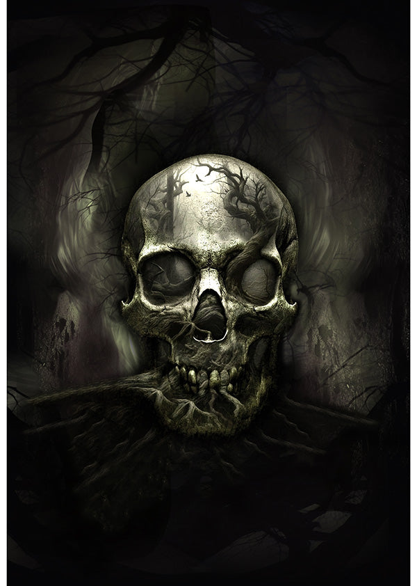 PREORDER - Hoffman - Travis Glasgow and Graveyard Blooms - Boneheads - Halloween Skull Tree Panel - Y5852-494-Raven - Ships August 2026